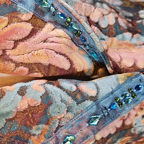 VINTAGE BAXIS & BAXIS BLAZER BEADED PASTEL COLORS BROWN BLUE TAN PINK S SMALL - Picture 3 of 10